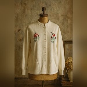Vintage Bobbie Brooks Embroidered Button-Up Sweatshirt Cardigan | L
